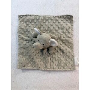 Elegant Baby Grey Elephant Minky Dot Security Blanket Plush Lovey 12x12